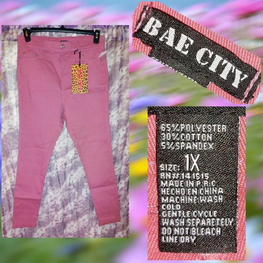 Bae City brand Dusty Rose Pink Skinny Soft Knit Jeggings Jrs Plus 1X